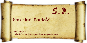 Sneider Markó névjegykártya